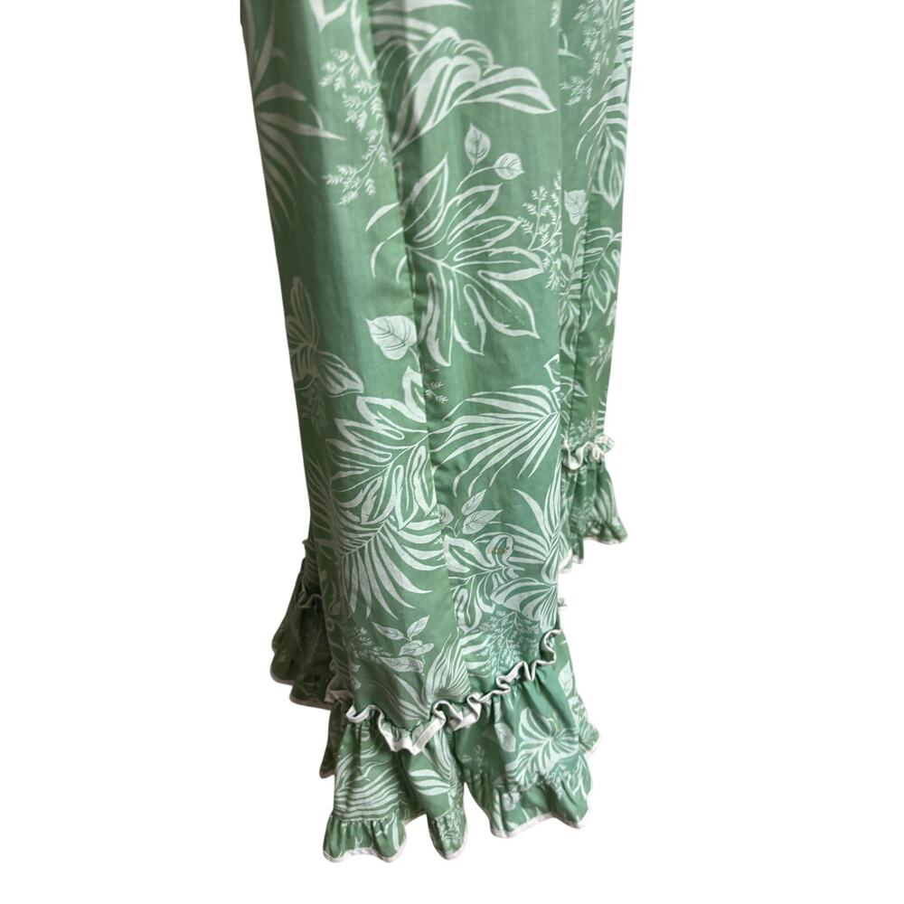 KY’S Muumuu Dress Small Green White Hawaiian Ruffle Sleeve Maxi Tropical EUC - Picture 6 of 10